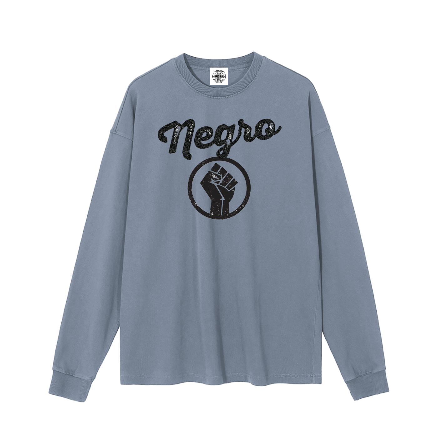 Negro Fist Vintage Washed Long Sleeve T-Shirt - Bold Streetwear - UrbanAngst