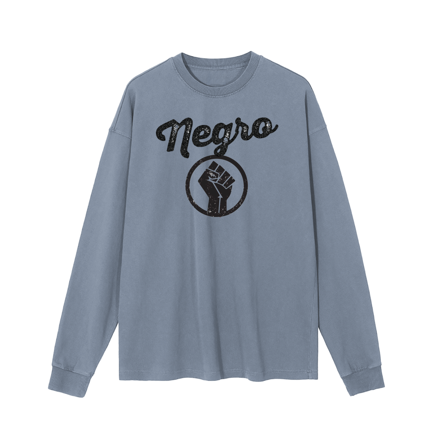Negro Fist Vintage Washed Long Sleeve T-Shirt - Bold Streetwear - UrbanAngst