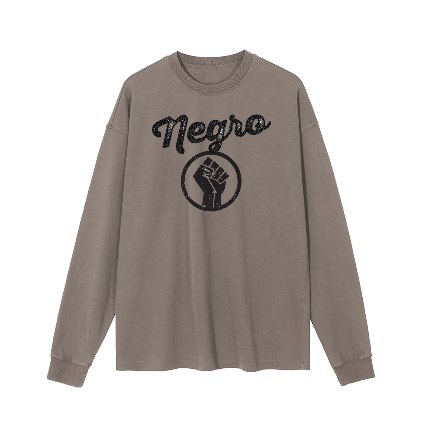 Negro Fist Vintage Washed Long Sleeve T-Shirt - Bold Streetwear - UrbanAngst