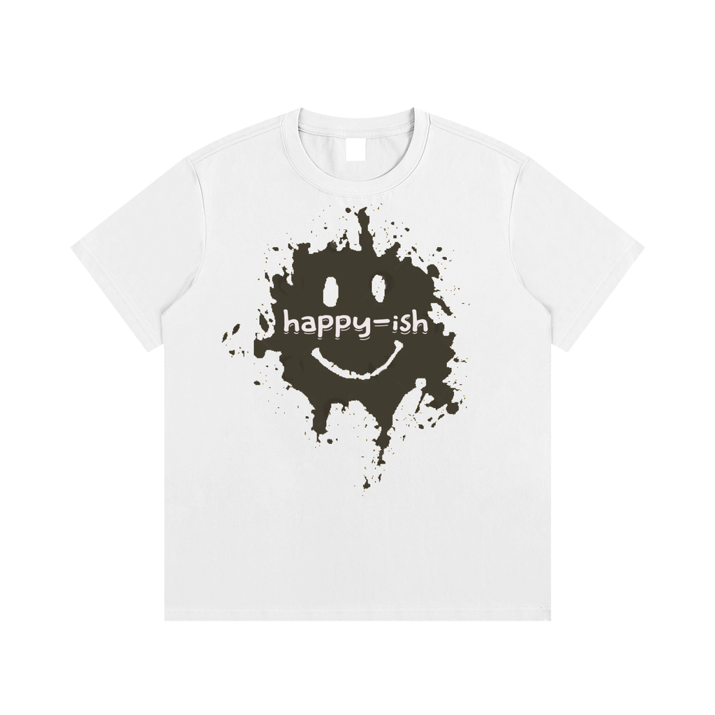 Happy-ish Pure Cotton T-Shirt - Casual Streetwear - UrbanAngst
