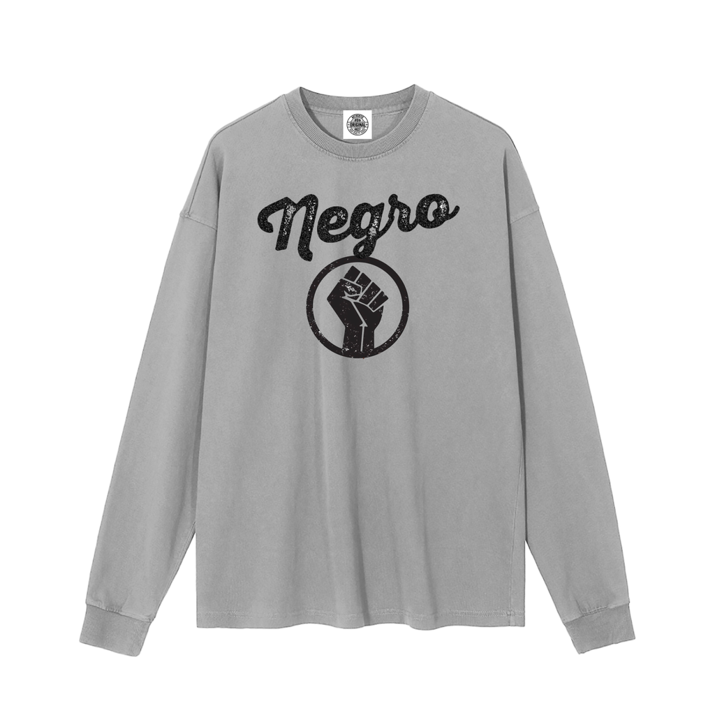 Negro Fist Vintage Washed Long Sleeve T-Shirt - Bold Streetwear - UrbanAngst