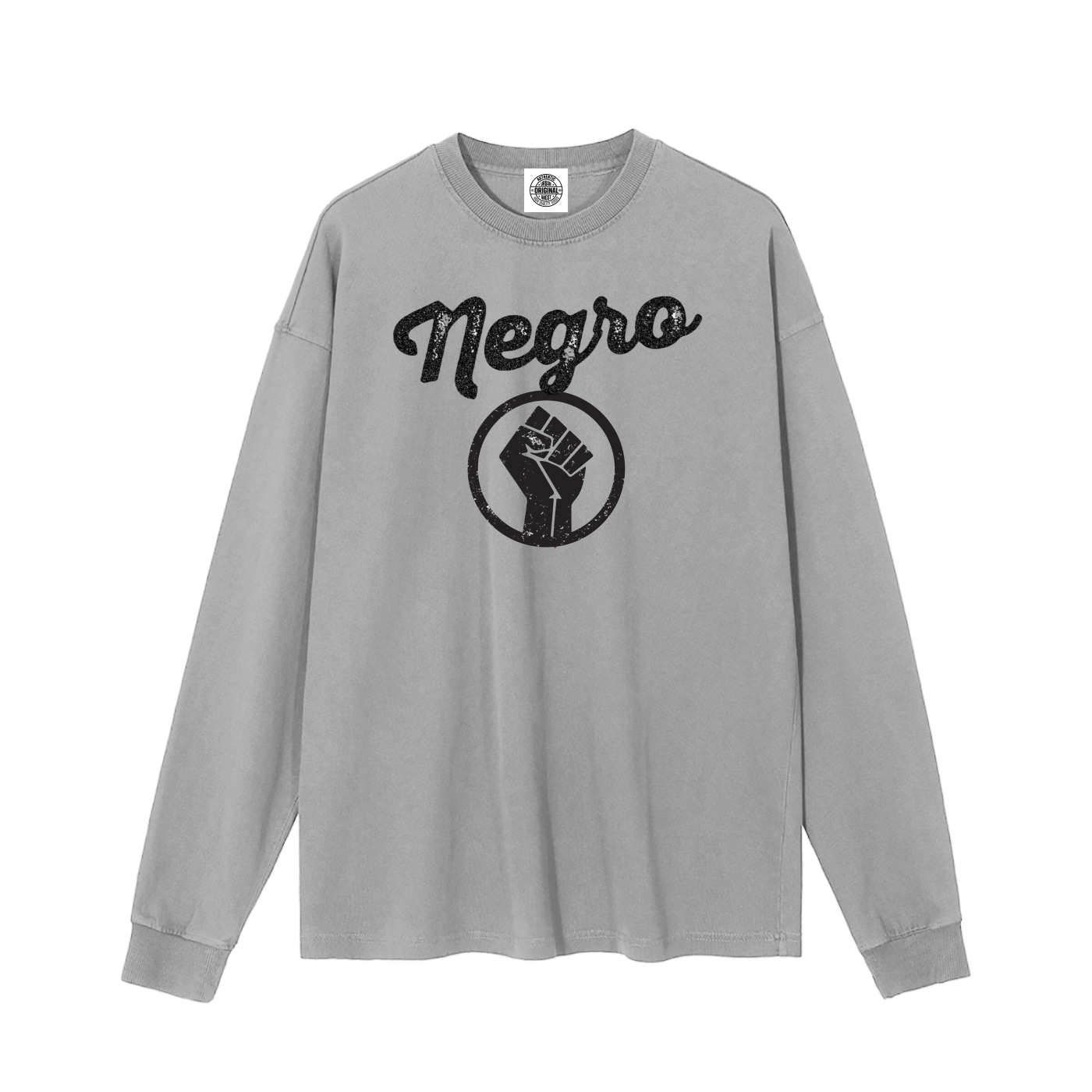 Negro Fist Vintage Washed Long Sleeve T-Shirt - Bold Streetwear - UrbanAngst