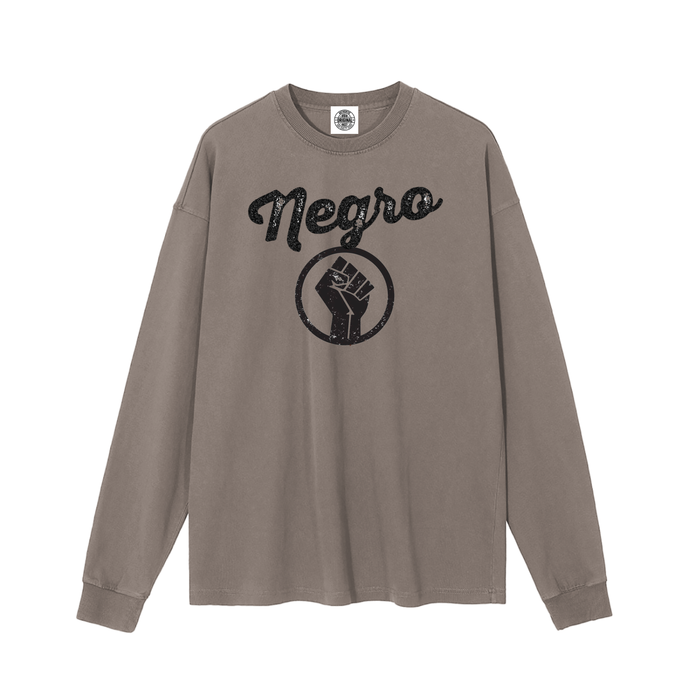 Negro Fist Vintage Washed Long Sleeve T-Shirt - Bold Streetwear - UrbanAngst