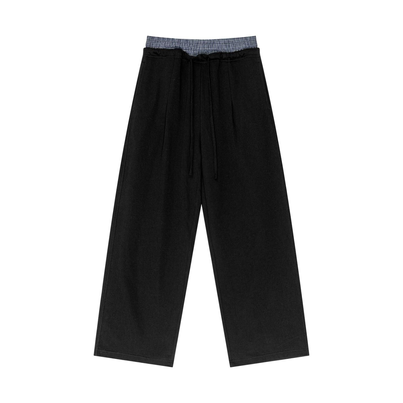 Logo Plaid Contrast Waist Pants