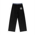 Logo Plaid Contrast Waist Pants