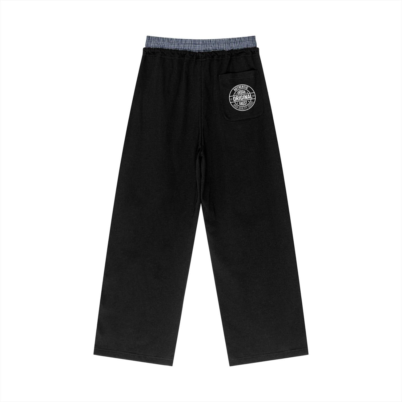 Logo Plaid Contrast Waist Pants