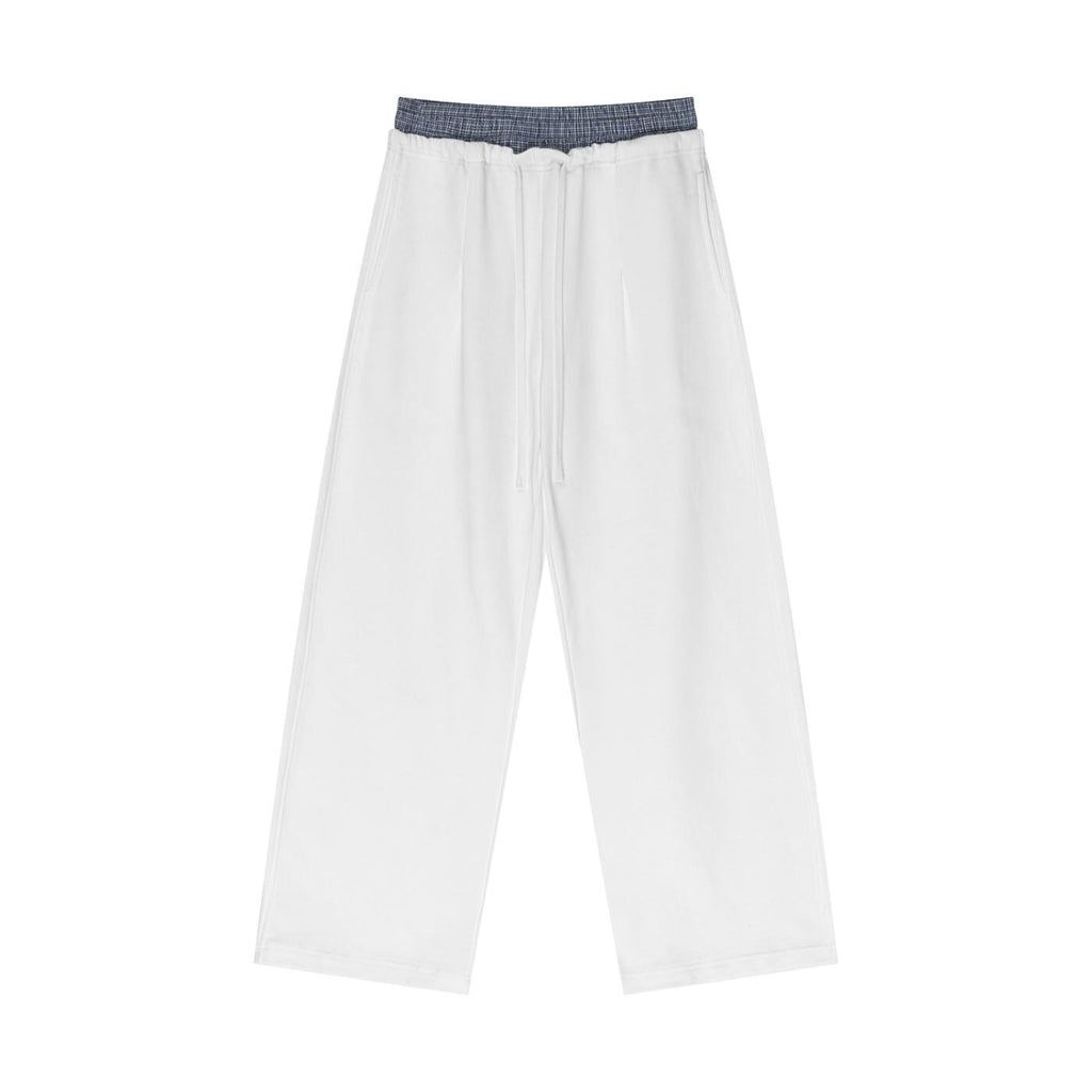 Logo Plaid Contrast Waist Pants