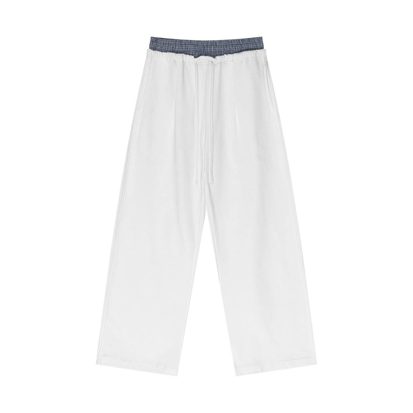 Logo Plaid Contrast Waist Pants