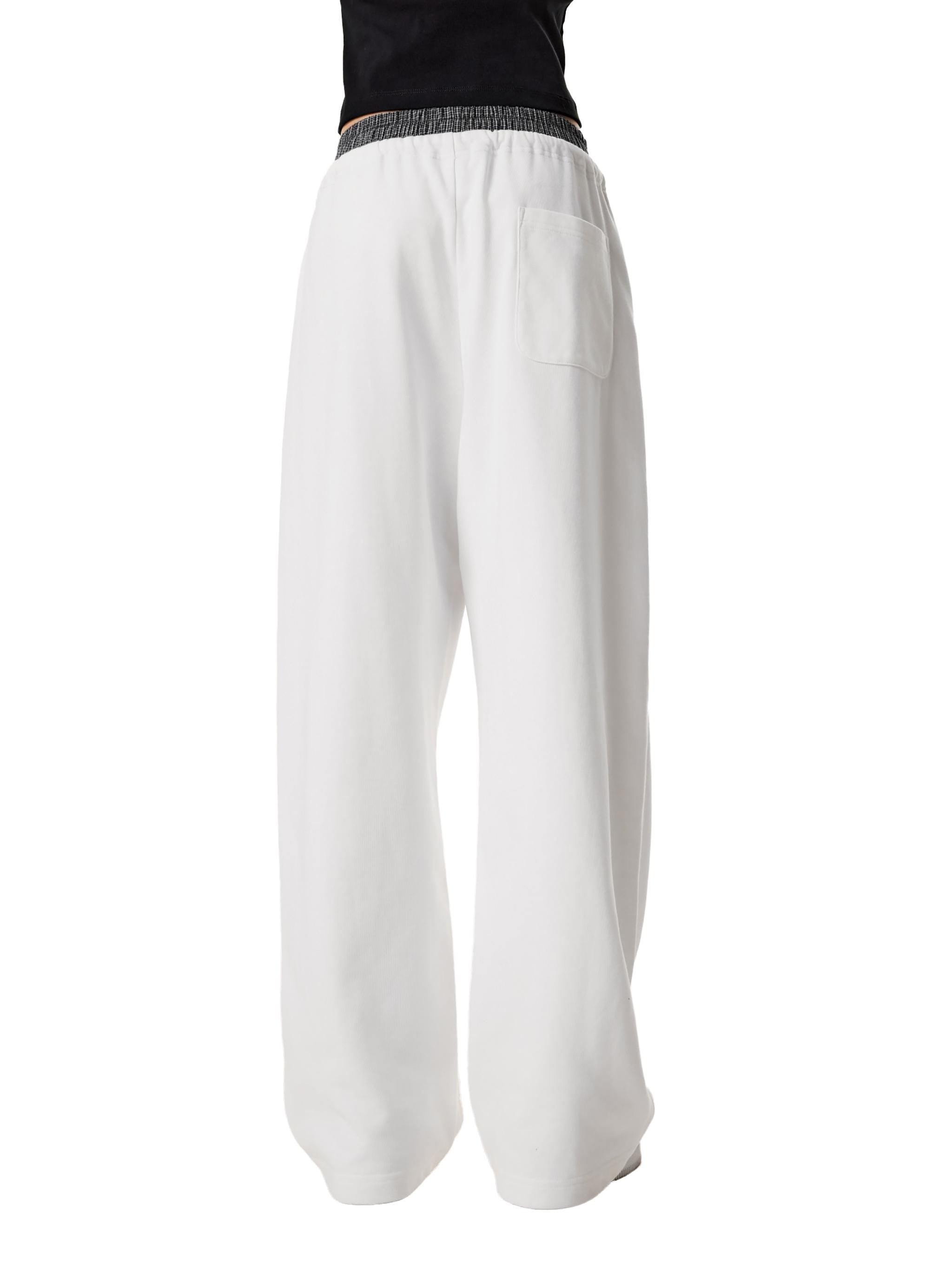 Logo Plaid Contrast Waist Pants